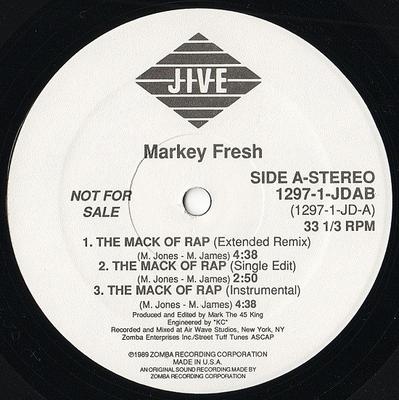 12inch Record MARKEY FRESH - The Mack Of Rap 12971JDABPROMO Jive 1989 US Rap & Hip-Hop/R&B Used