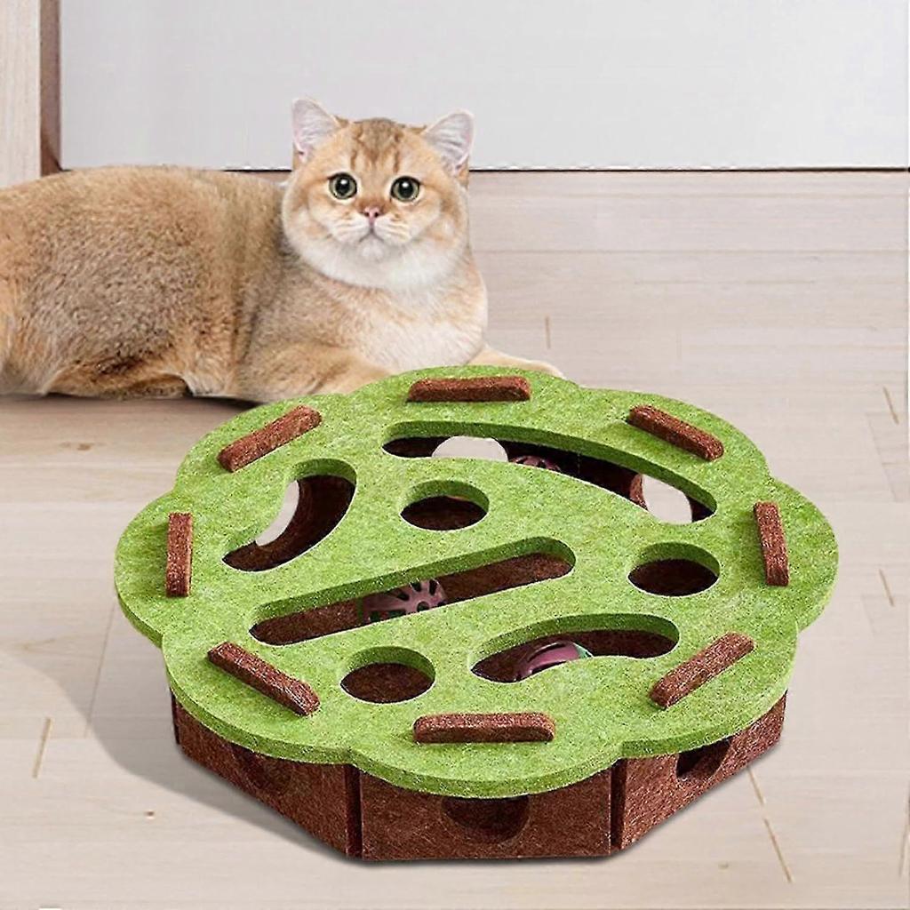 Interactive Cat Toy Puzzle Toys for Indoor Cats Felt Maze Box Kittern Toys Pet Cat Games Self Play Fun Exercise Hide Seek Moving Cat Toy for Bored Cat