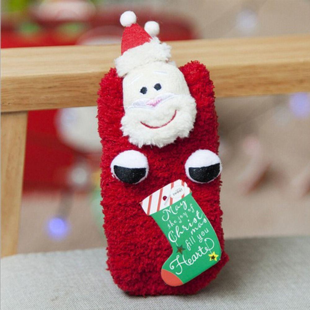 Cute Japanese Soft Comfortable Breathable For Christmas Female Socks Coral Velvet Medium Tube Socks