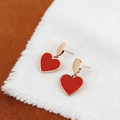Rote Festliche Herzohrringe - Modeschmuck für Damen