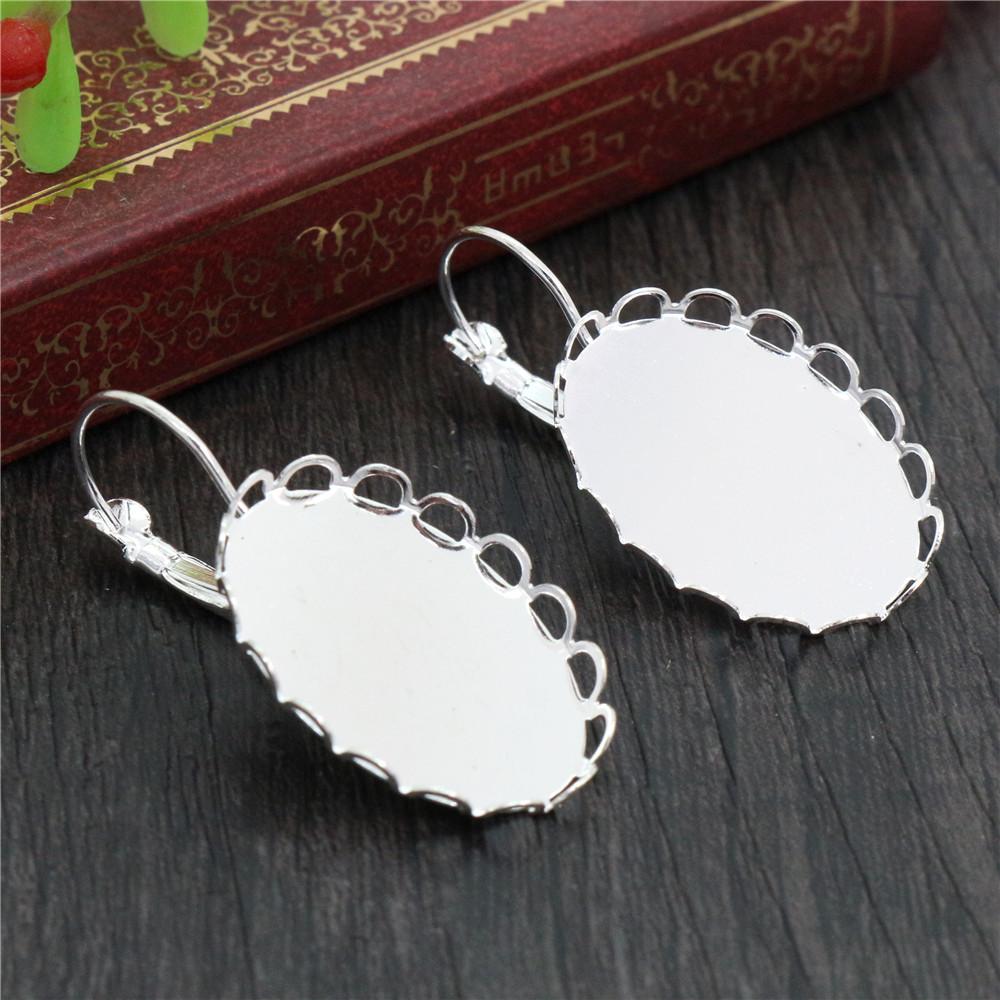 

13x18mm 18x25mm 10pcs 7 Colors plated French Lever Back Earrings Blank/Base,Fit Oval glass cabochons;Earring bezels 13x18mm