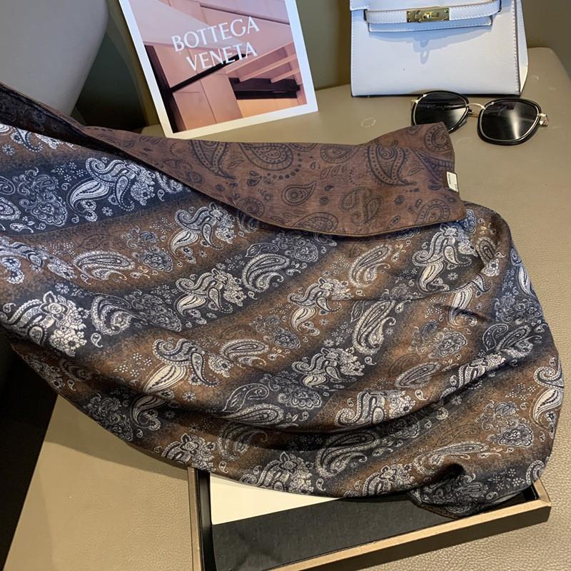 70cm Striped Paisley Square Scarf Women Lightweight Accessory Fashionable Neck Head Wrap