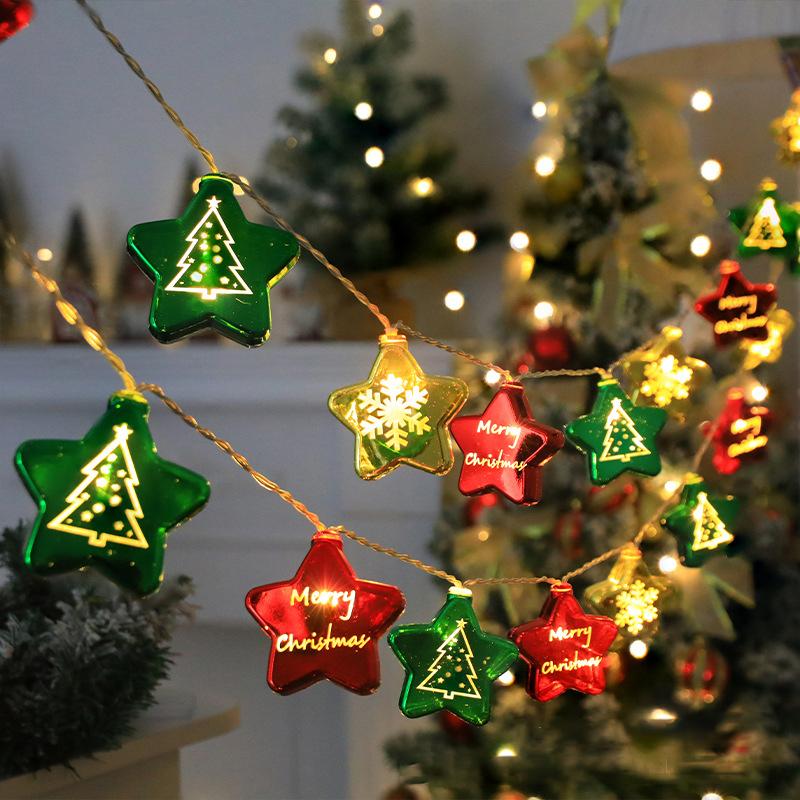 1/3M Christmas Decorative Lights String Christmas Balls Stars Garland Battery-operated Garland Xmas Tree New Year Home Decor