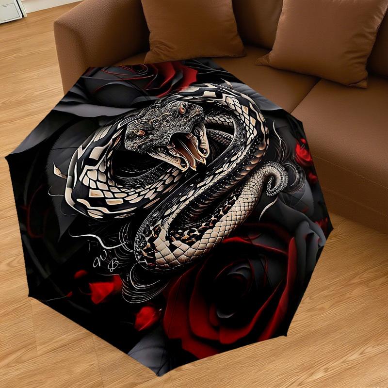 1PC Snake Rose Umbrella-8-Rib Reinforced Portable Folding Travel Suitable for All Seasons Outdoor Daily Use-H0392