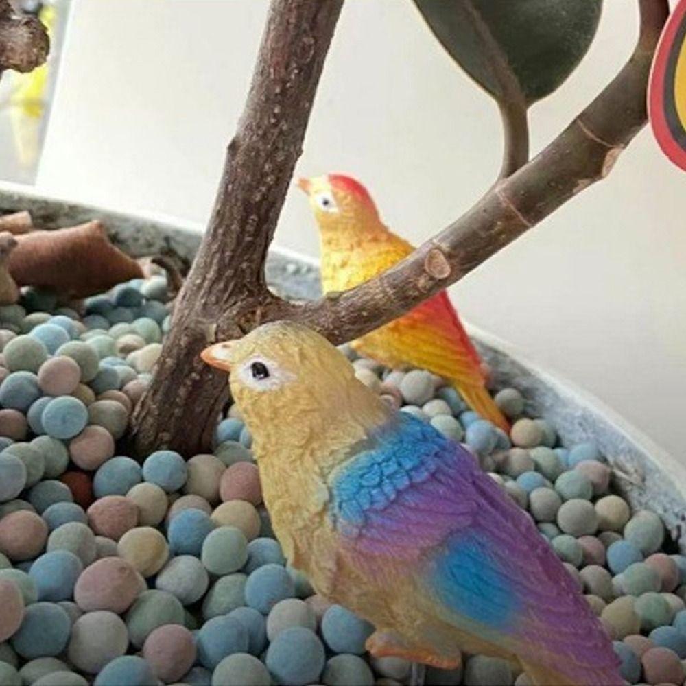 2Pcs Cute Garden Bird Decorative Stakes Lifelike Mini Bird Sculpture  Farmhouse