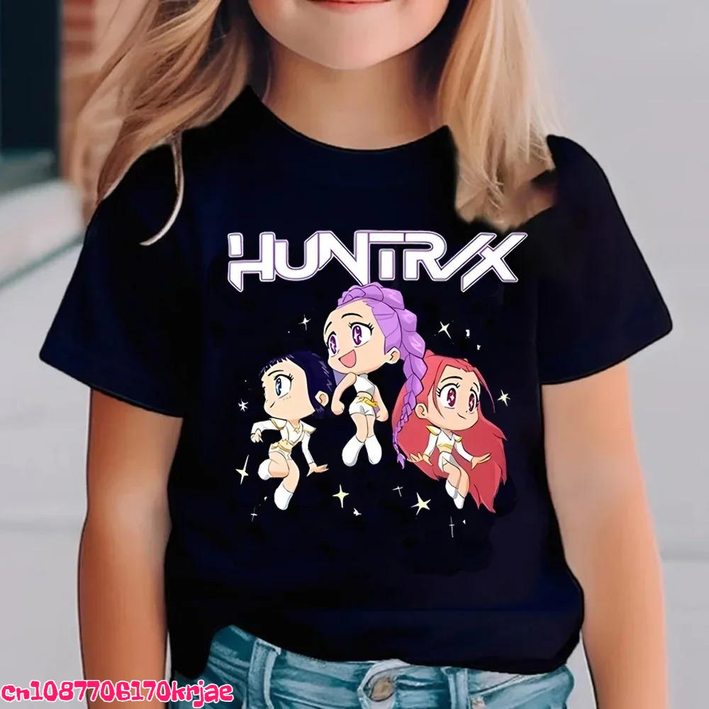 Hot Kpop Demon Hunters Children's T Shirt Short Sleeve Boys Kdis T-shirt Cute Kpop Demon Hunters Harajuku Tshirt for Boys Girls