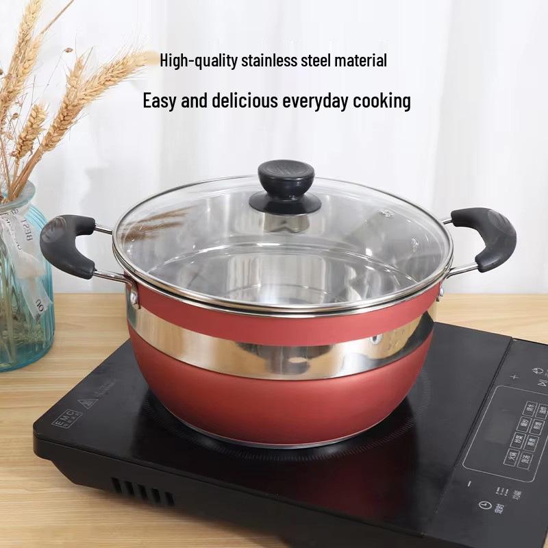 12-Piece Stainless Steel Cookware Set with Thickened Composite Bottom: Includes Frying Pan, Soup Pot, and Milk Pot.