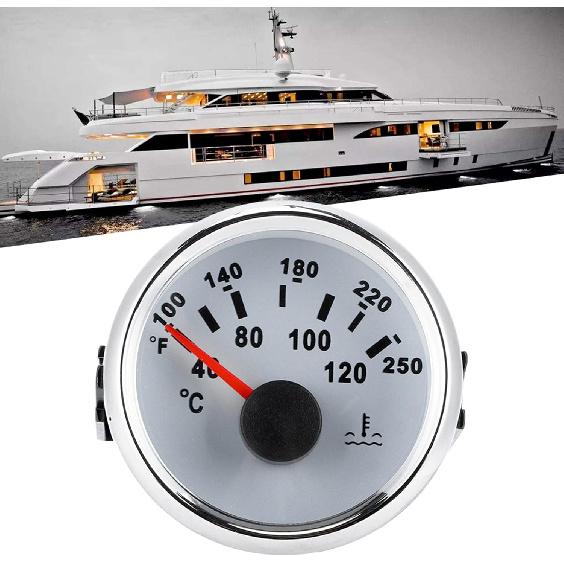 Water Temperature Gauge, 52mm/2in Marine Engine Water Temperature Gauge 40-120 ℃ Indicating Range IP67 Water Temp Meter Instrument Tool for Boat RV