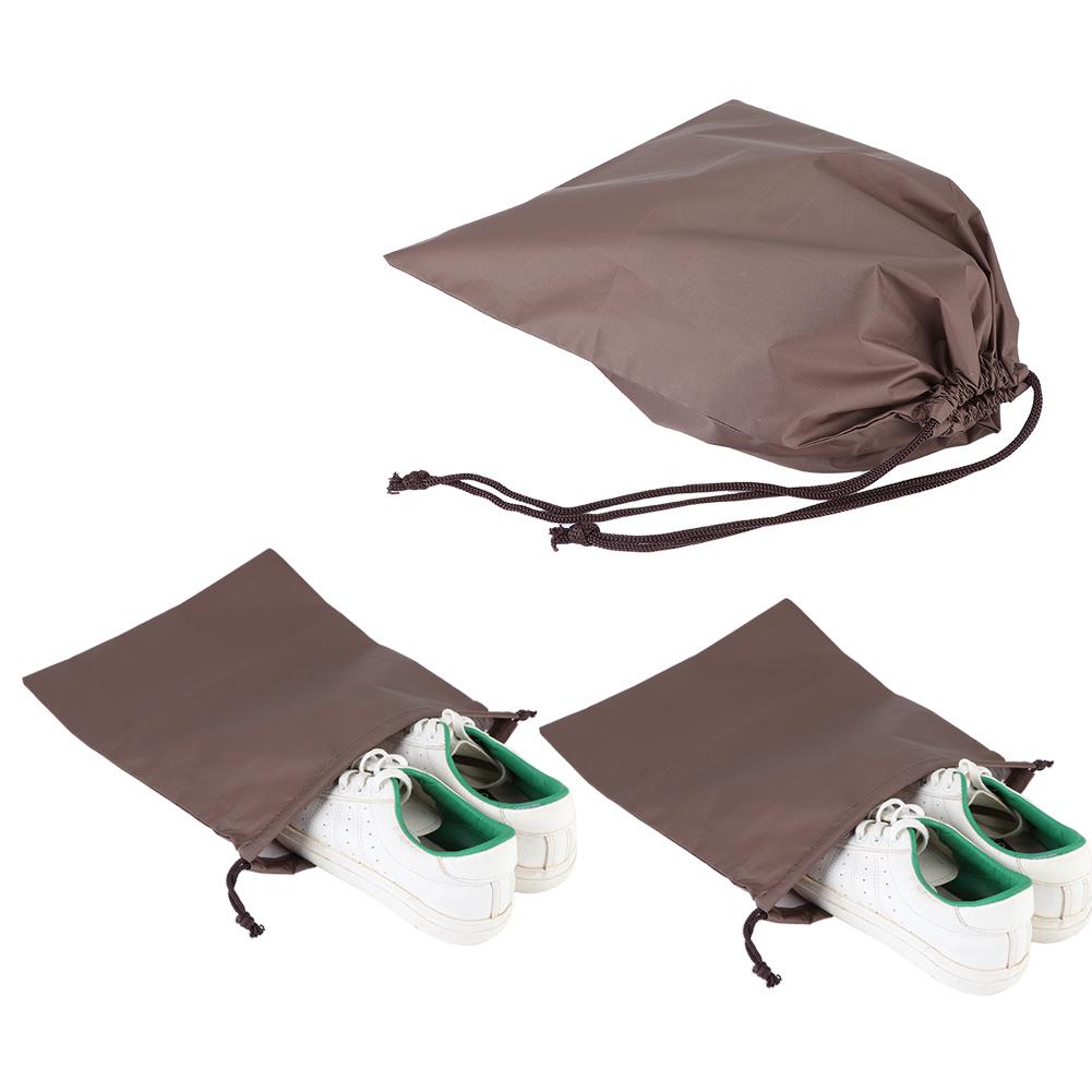 Nylon Drawstring Bag Waterproof Dustproof Storage Bags for Shoes Clothes OrganizerCoffee