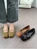 European and American flat bottom shallow mouth bow Mary Jane shoes women's casual square head shallow mouth flat bottom one word with ballet shoes