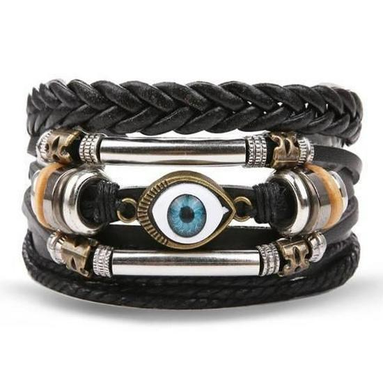 Schmetterling Stern Mond Anhänger Vintage Mehrschichtiges Lederarmband