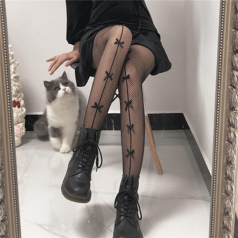 Women Jk Girl Cute Bowknot Tights Lolita Pantyhose Sexy Lace Mesh Fishnet Thigh High Stockings Club Party Cosplay Kawaii Hosiery