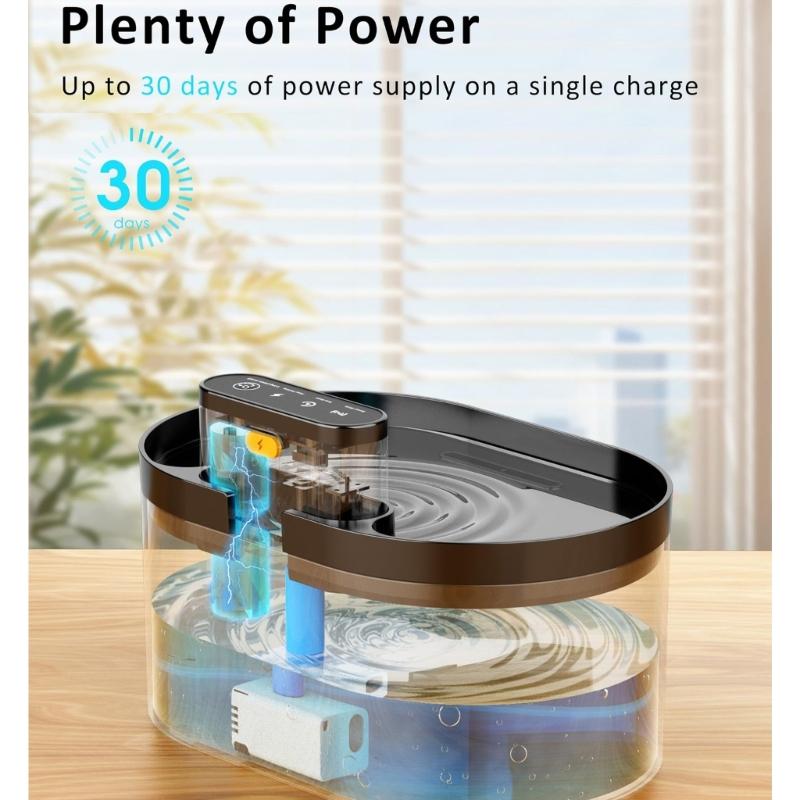 Rechargeable Cats Water Fountain Battery Power 74oz Capacity Automatic Pet Drinking Dispenser with Motion Design