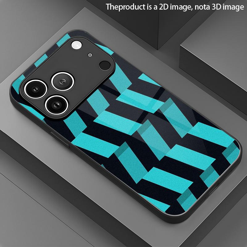 Blue Diagonal Pattern 2D Phone Case for iPhone 17 16 15 14 13 12 11 X XR XS Max Pro 8 Plus - Glass Protective Cover