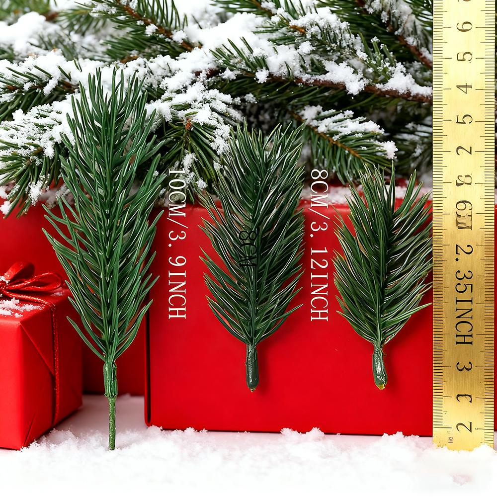 50Pcs Artificial Pine Needles Fake Plant for Christmas Decorations Home Decor New Year 2026 DIY Craft Garlands Gift Accessories