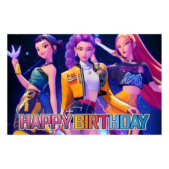 

Фоновая ткань Демон Фильм Охотники С Днем Рождения Баннер Задник Подвесная ткань Украшение Детские товары для вечеринки G