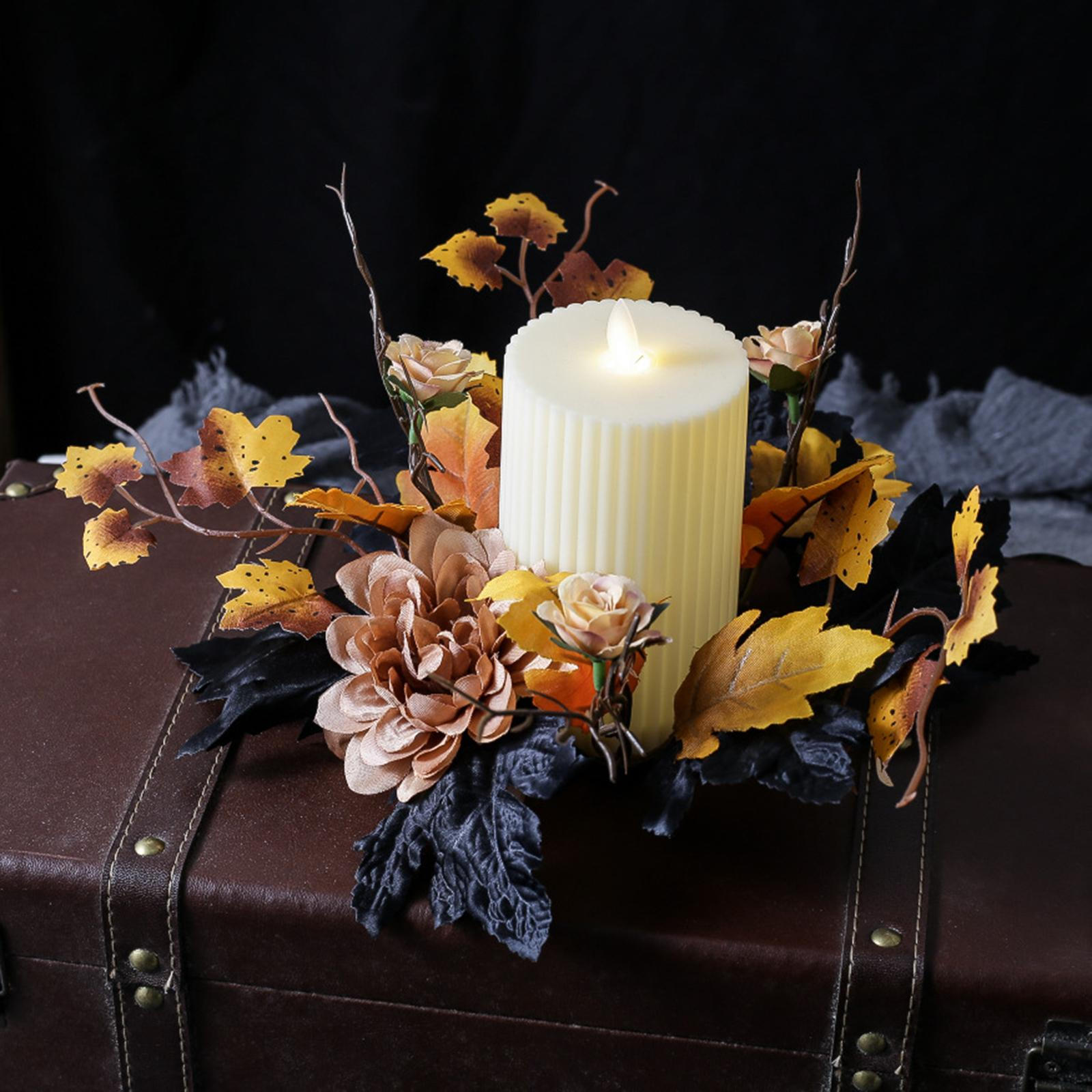 

Кольцо для свечи на День благодарения, искусственный венок из кленовых листьев для столовой, осенний красный шампанского
