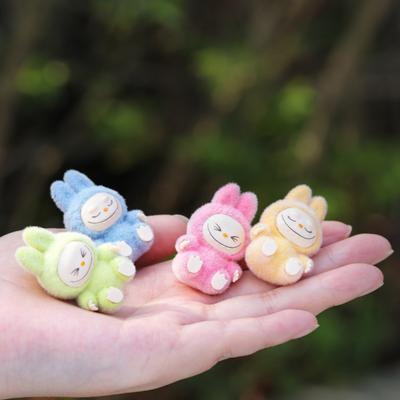 New 4Pcs Cartoon Labubu Series Mini Flocking Exquisite Cute Doll Gift Diy Pendant Accessories Decoration Kawaii Toys Gift