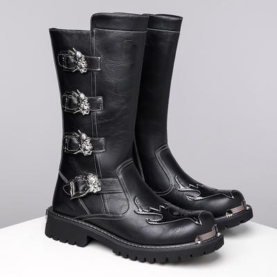 Mode Mode Herren Lederschuhe Warm halten High Top Schuhe Allround Outdoor Herren Motorradstiefel Mid-Calf Stiefel Freizeitspaziergang Botas