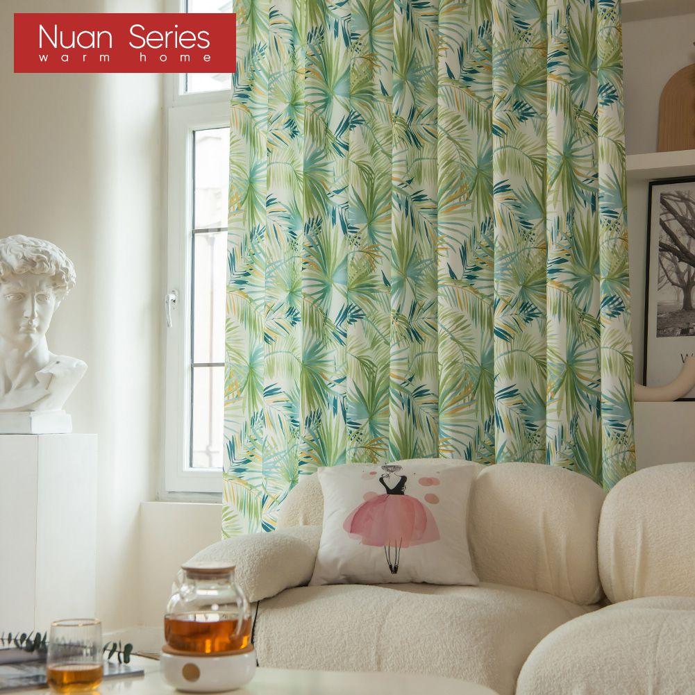 1PC Nuan Series Island Style Palm Tree Printed Curtains and Sheer Curtains for Living Room Bedroom Home Dector