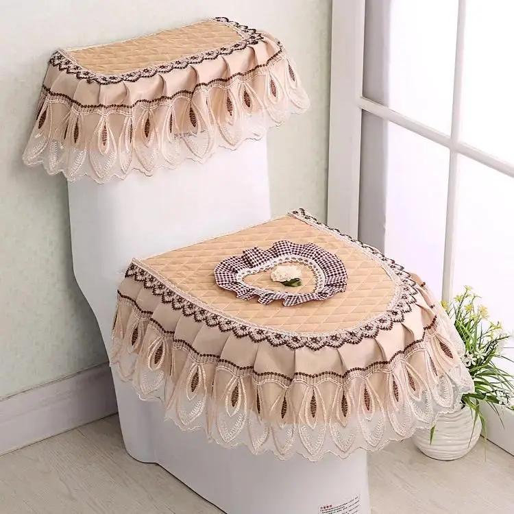 3 Pcs Heart ShapeToilet Cover Dust Cover Fabric Three-piece Toilet Seat Dustproof Toilet Cover Accessories