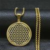 Edelstahl Blume des Lebens Halsketten Anhänger für Damen/Herren Heilige Geometrie Altägyptischer Schmuck fleur de vie N734S02