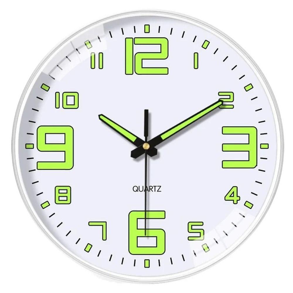 

Living Room Decoration Silent Quartz Wall Clock Round Time Accuracy Luminous Wall Clock Fashion Plastic Digital Clock Office