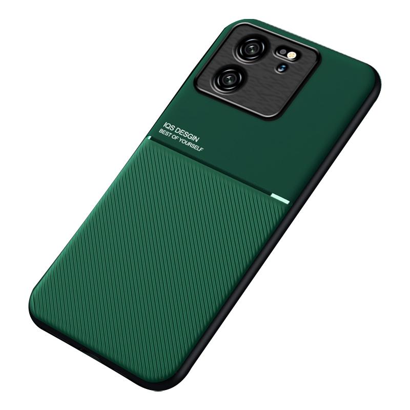 

For Xiaomi Redmi K60 Ultra/13T/13T Pro Anti-Scratch Phone Cover Built-in Metal Sheet Phone Case PU Leather+TPU Shell Green