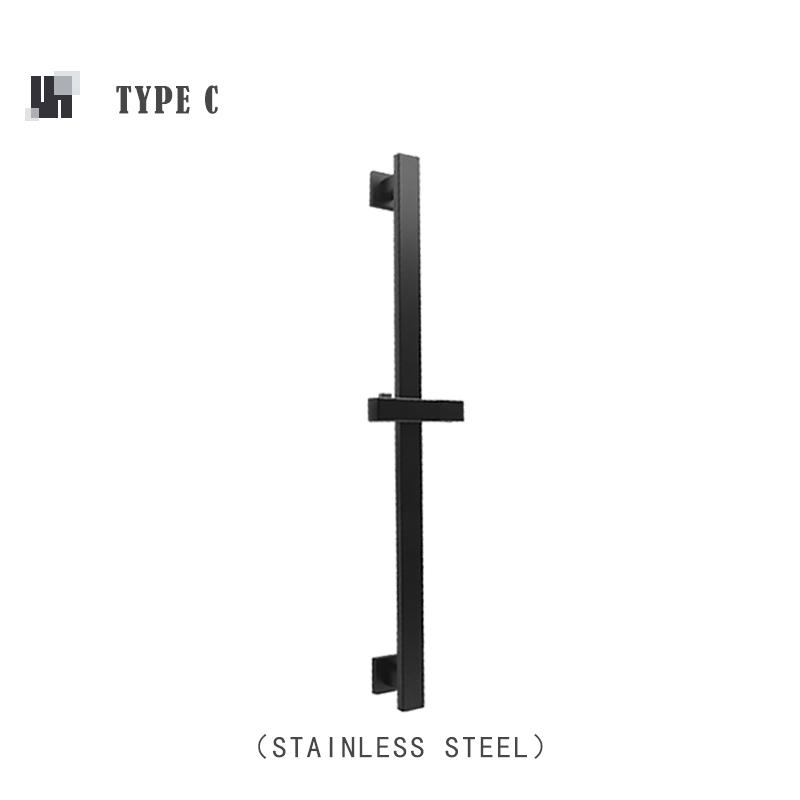 Matte Black Bathroom Sliding Shower Bar Shower Column Wall Mounted Rod with Adjustable Bracket Holder Round Square Slide Bar