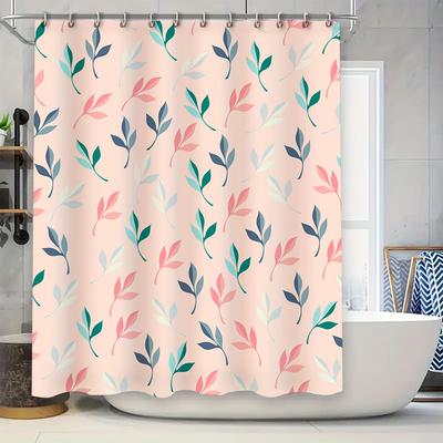Pink Green Blue Feather Shower Curtain Waterproof Bathroom Decor Set For Home Decoration Pink Green Leaf Bath Curtains Modern Ba