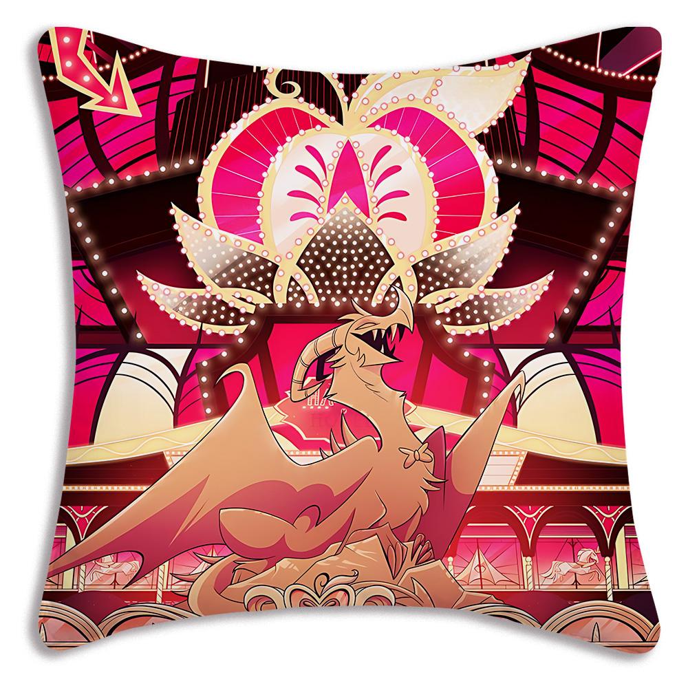 Anime H-Hazbins H-Hotel Pillow Covers Cartoon Sofa Decorative Home Double-sided Printing Short Plush Cute Cushion Cover