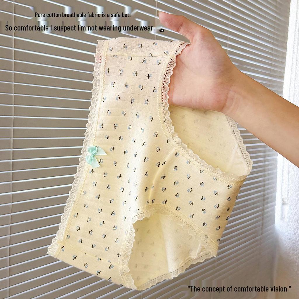2025 Floral Antibacterial Cotton Women's & Girls' Soft Triangular Panties