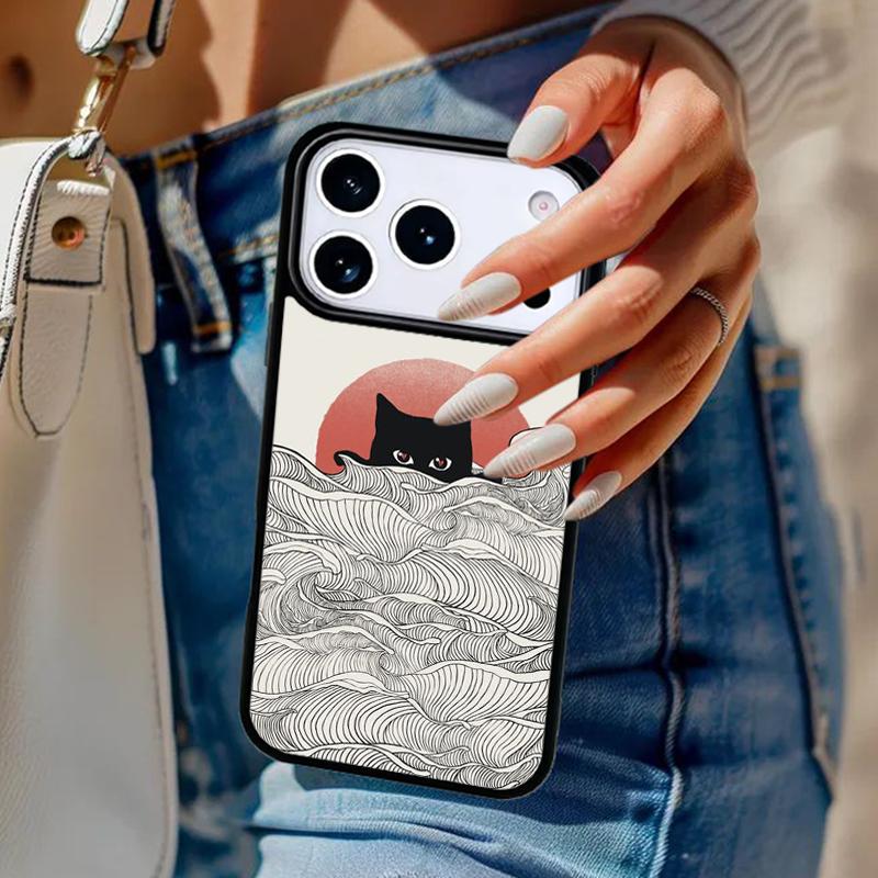 Abstract Cat Mount Japan Landscape Phone Case For iPhone 17 Air 14 15 13 12 Max Cover For Apple 15 16 16e 11 Pro Max Plus Coque