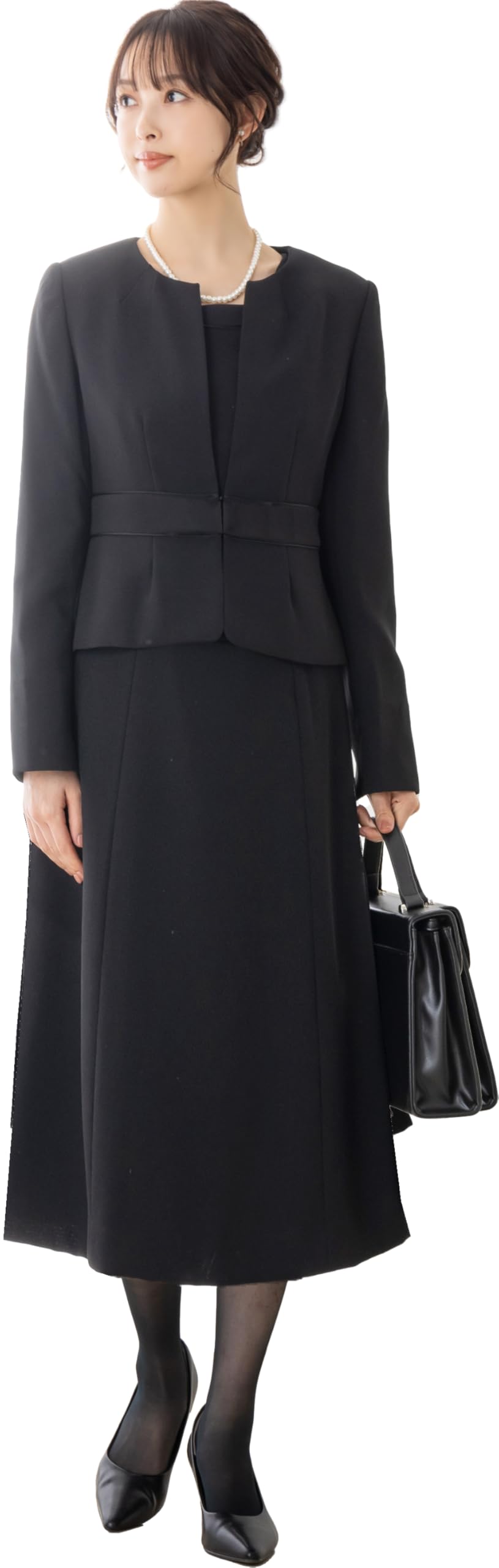 

Add Rouge Black Formal Mourning Dress with Collarless Jacket and Dress Size Long Length Women s Open-Front [t5252B] 9,
