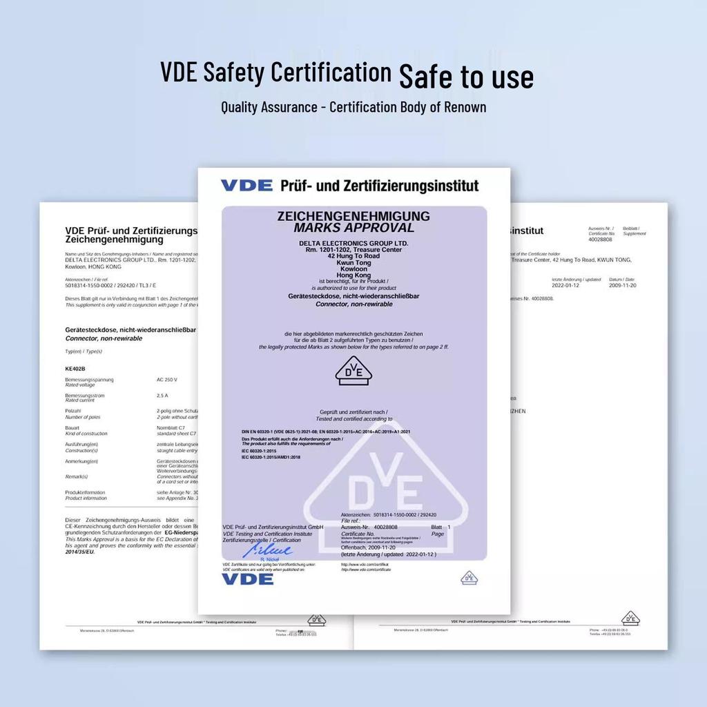 VDE-Certified EU 3-Core Power Cord with C13 Connector for Computers and Rice Cookers
