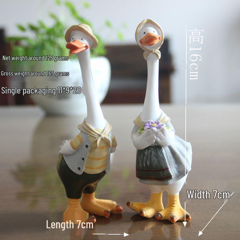Creative Cartoon Duck Garden Ornament - Hand-Painted Resin Animal Craft