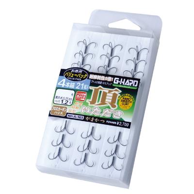 Gamakatsu Quattro Hook Value G 21 60059 Pack, Hard, Itadaki, 4-Anchor, 7.5mm Line, 1.5mm Line, Sets,