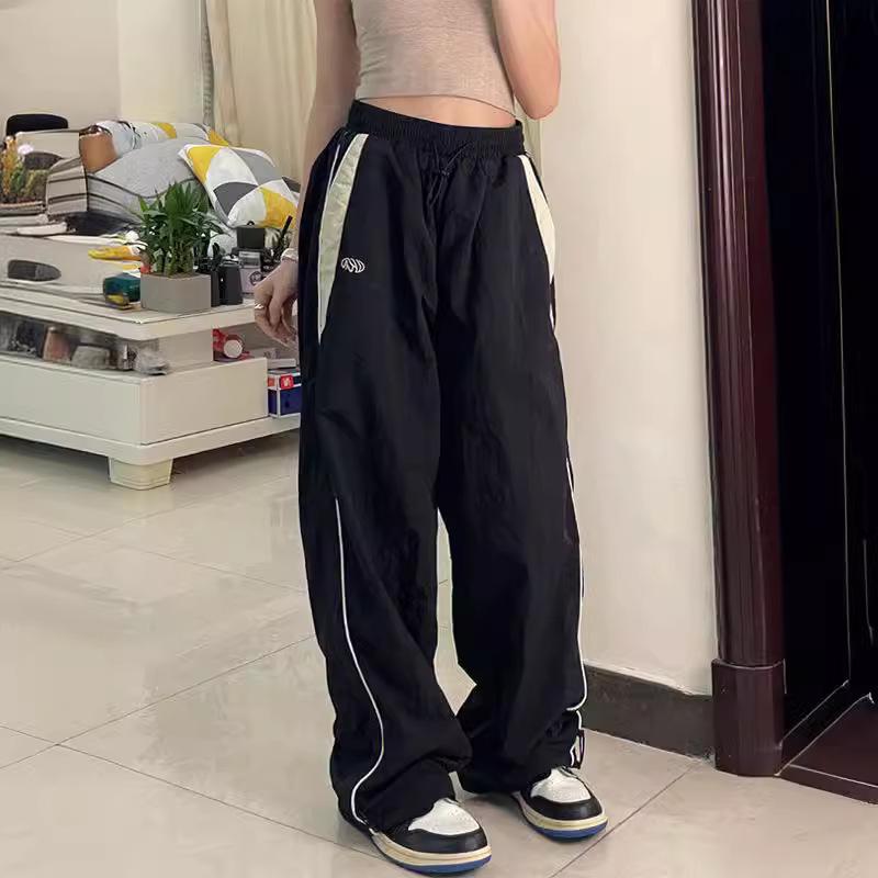 Harajuku Retro Hip Hop Joggers: Elastic Waist, High-Waist, Loose Wide Leg Sweatpants