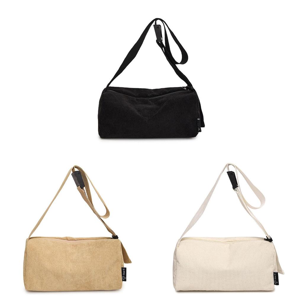 Corduroy Small Shoulder Bag With Zipper Closure For Daily Urban Style Accessory