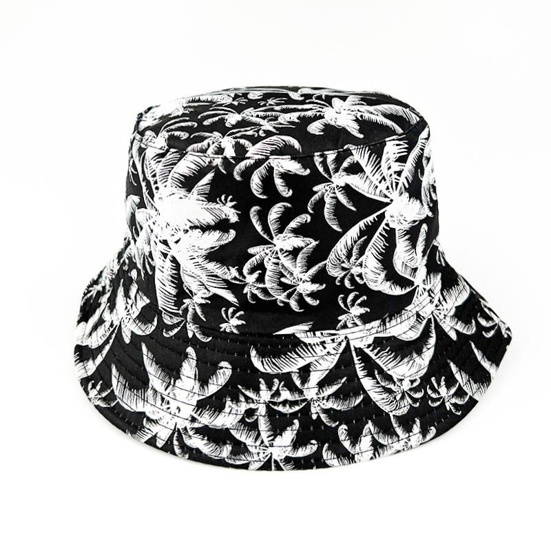 Coconut Tree Blackwhite Print Beach Hat Doublesided Fruit Sun Protect Summer