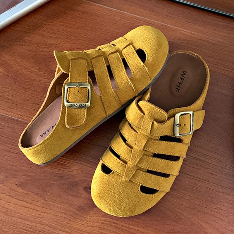 

Spring Flats Fashion Woman Slippers Casual Cozy Slingback Mules Shoes Designer Sandals Dress Women Shoes New Zapatos De Mujer 40 жёлтый
