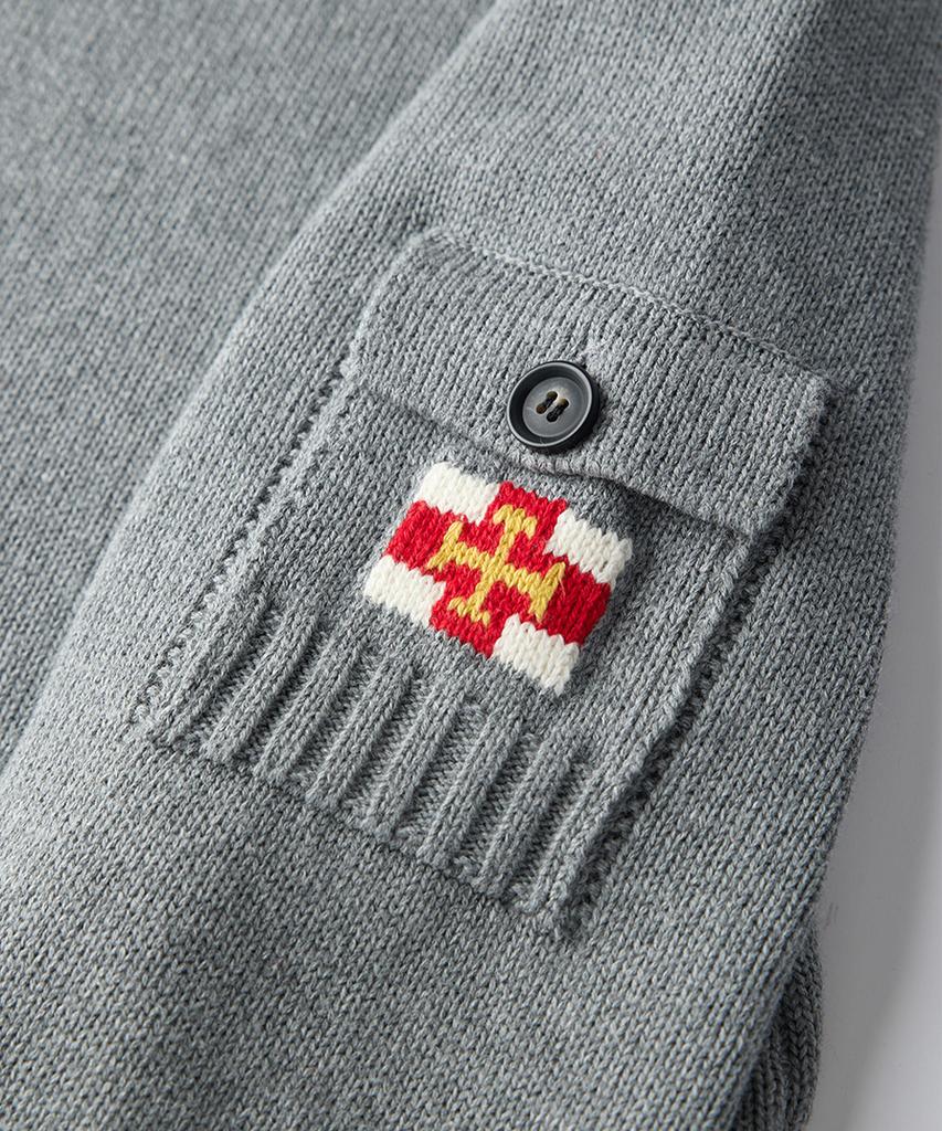 Geonjiulleunseu Cotton Raglan Pocket Sweater - Melange Grey