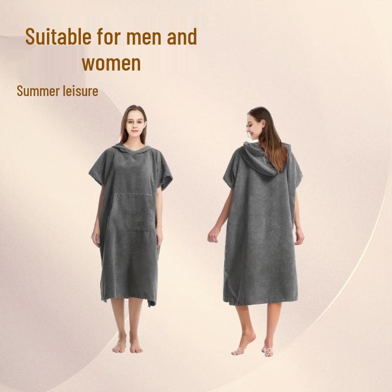 Quick-Dry Microfiber Hooded Bath Poncho for Beach, Surfing, Diving - Unisex Changing Robe