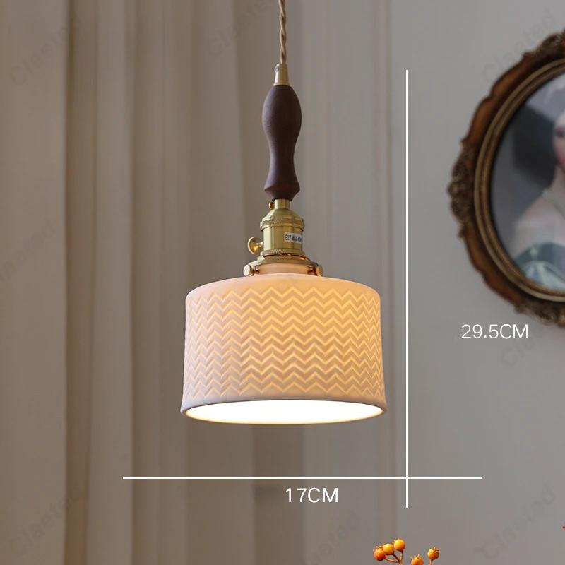 Simple LED Ceramic Lampshade E27 Bedroom Bedside Lighting Pendant Lamp Living Room Dining Room Corridor Bar Atmosphere Lighting