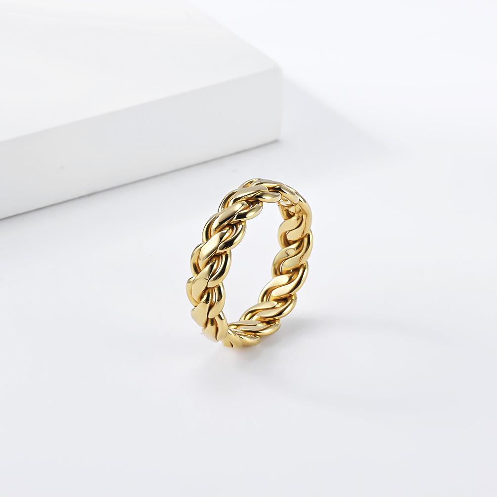 Unisex Titanium Steel Woven Chain Ring - High-End European & American Trend