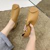 Shoes Womens Square Soft Leather Head Lightweight Wearresistant Antislip Autumn Flat Shoes Soft Sole Easy To Wear Pure Color Versatile Shoes