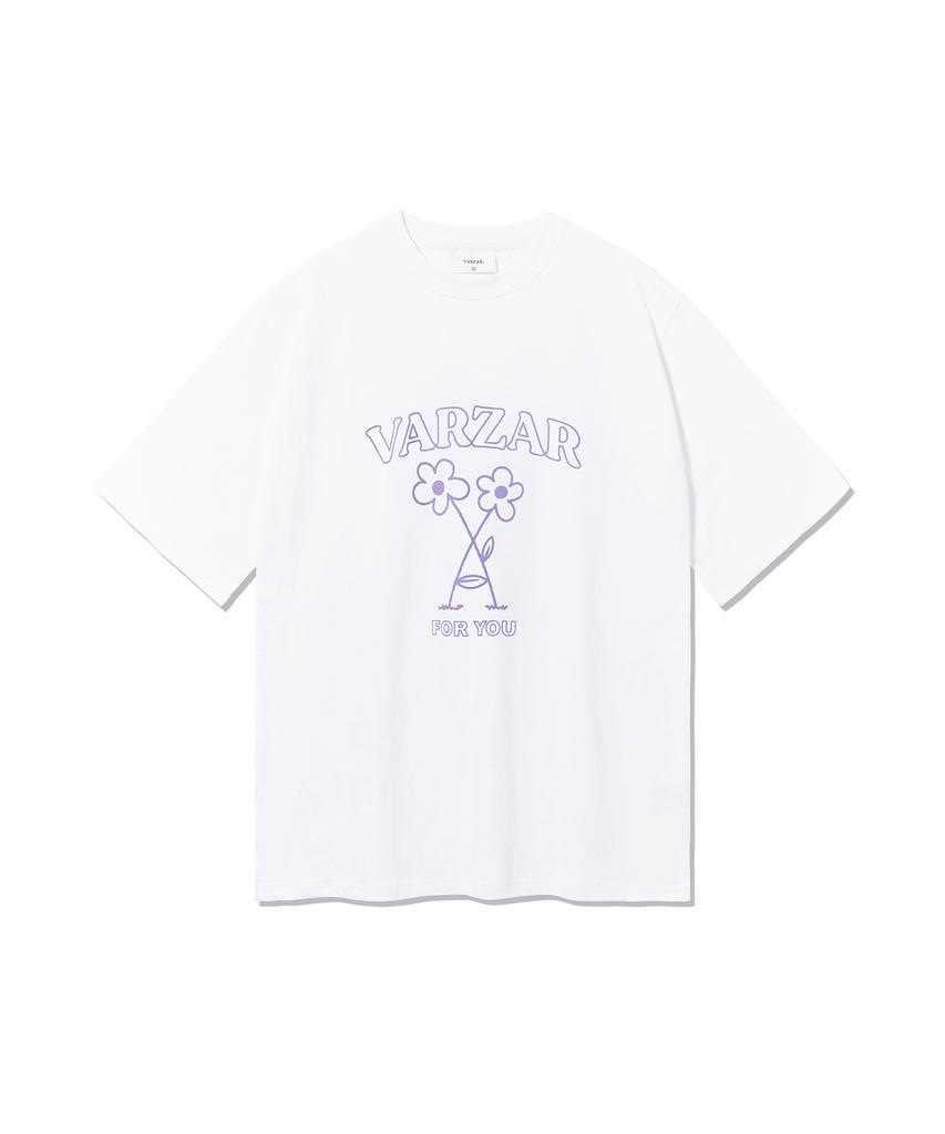 Bajal Flower Short Sleeve T-Shirt White/Purple
