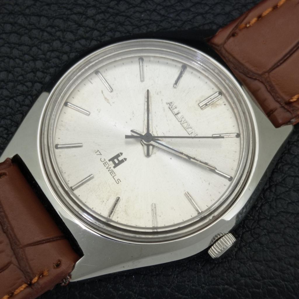 VINTAGE ALLWYN 6300A HAND-WINDING INDIA MENS ORIGINAL DIAL WATCH a708123-1