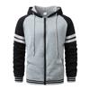 Mens Full Zip Hoodies Striped Color Block Casual Hooded Sweatshirts With Pockets Fashion Patchwork Jackets Outwear