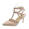 Women's Fashion Sexy 2025 New Buckle Rivet Decorated Pointed High Heels Dress Dating Wedding Banquet Party Stiletto High Heels